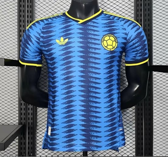 Player Version 2026 Colombia Away Blue with Zigzag Wave Pattern Jersey — jersey