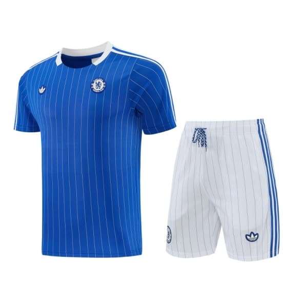 26/27 Chelsea FC  Blue  Stripes Short Sleeve+ White Soccer Shorts — Chelsea Football Club