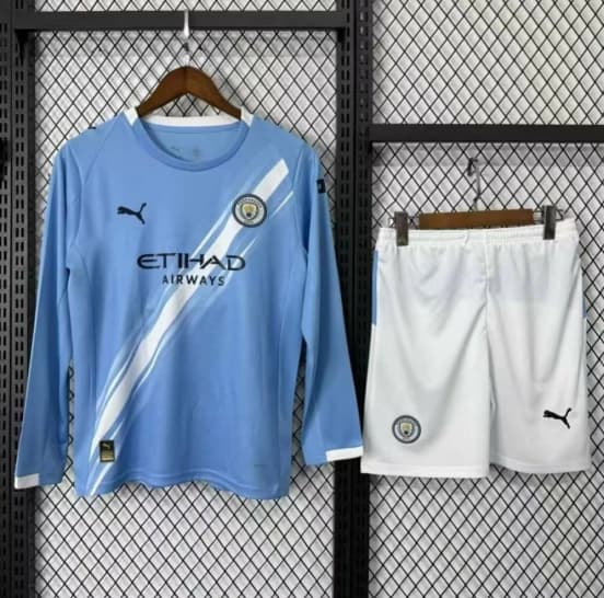 25/26 Kids Manchester City Home Long Sleeve Jersey — Manchester City Football Club