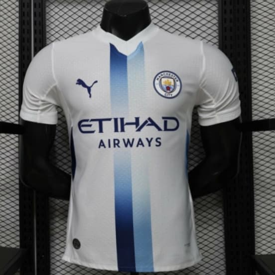 Player Version 26/27 Manchester City White with Blue Stripe Away Jersey — Manchester City Football Club