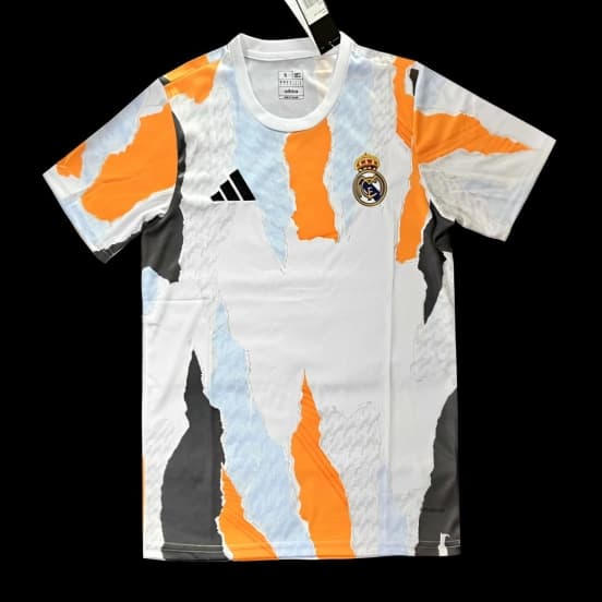 24/25 Real Madrid Adidas White Crew Orange Pre-Match Jersey — Real Madrid Club de Fútbol
