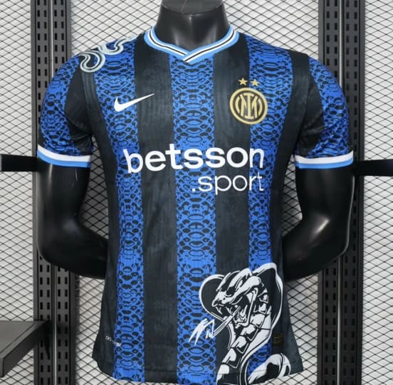 Player Version 25/26 Inter Milan Black and Blue Jersey with Snake Design — Inter de Milán