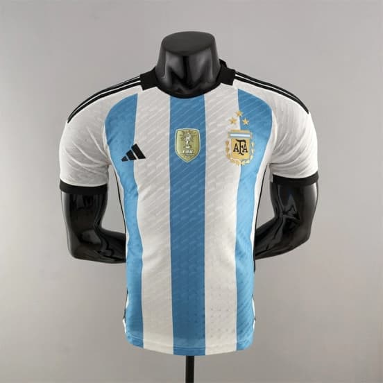Player Version 3 Stars 2022 Argentina Home Jersey With World Cup Champion Patches — jersey