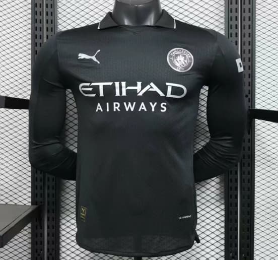 Player Version 25/26 Manchester City Away Long Sleeve Black Jersey — Manchester City Football Club