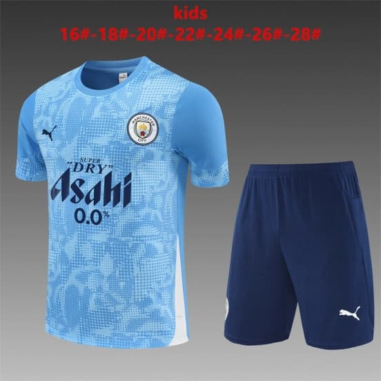 25/26 Kids Manchester City Light Blue Camouflage Short Sleeve+Soccer Shorts — Manchester City Football Club
