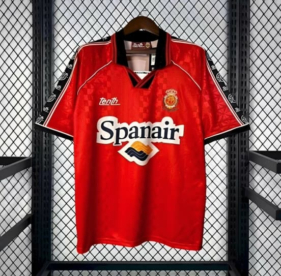 1996/97 Retro RCD Mallorca Home Red with Checkered Pattern Jersey — Real Club Deportivo Mallorca
