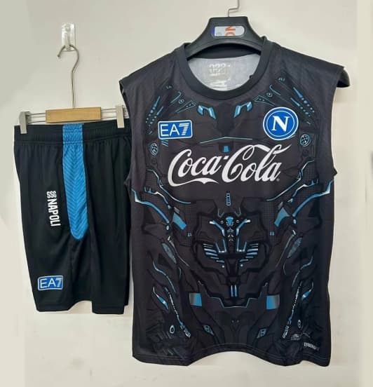 25/26 Napoli Black Vest Jersey Black+ Shorts — SSC Napoli
