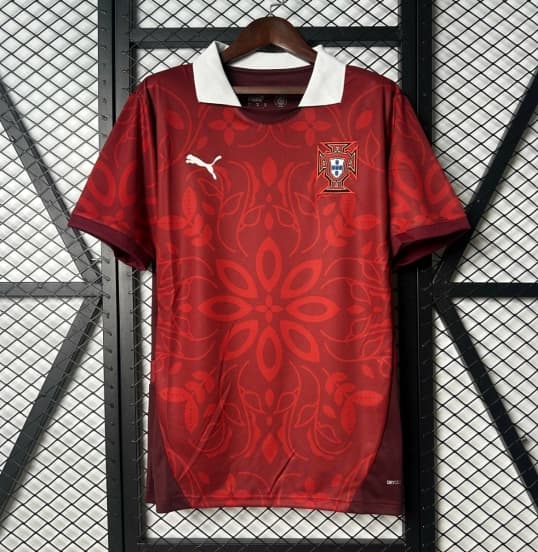 2025 Portugal National Team Burgundy with Floral Pattern Jersey — jersey