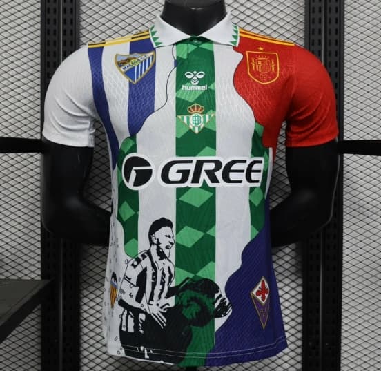 Player Version 25/26 Real Betis Multi-Club White with Colorful Tribute Patchwork Jersey — Real Betis Balompié