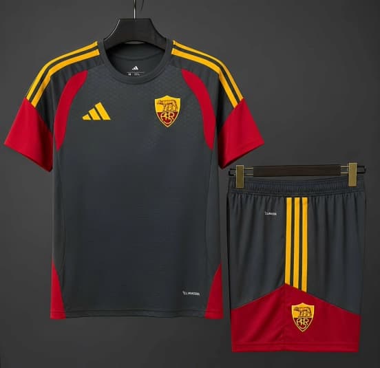 26/27 AS Roma Dark Grey/Red/Yellow Training Jersey+Shorts — Associazione Sportiva Roma