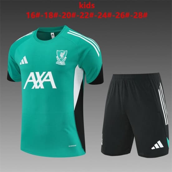 25/26 Kids Liverpool Green Short Sleeve Jersey+Shorts — Liverpool Football Club