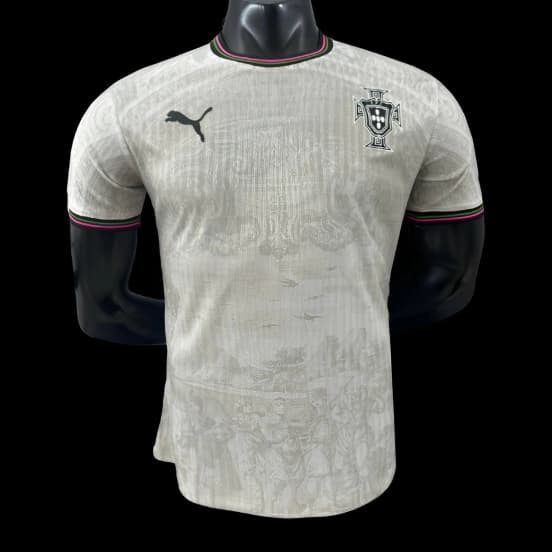 Player Version 2025 Portugal Away White with Subtle Pattern Jersey — jersey