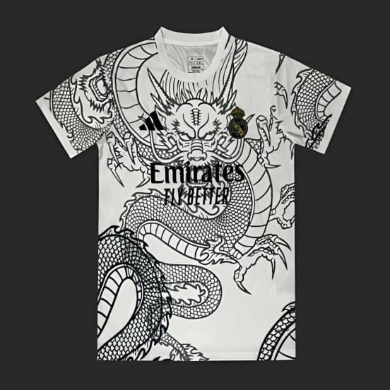 24/25 Real Madrid White With Black Dragon Special Jersey — jersey