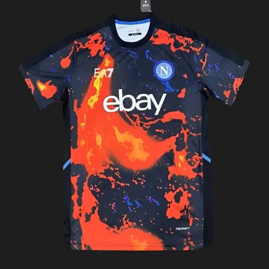 24/25 EA7 Napoli 2024 Pre-Match bright Red Volcanic Lava Pattern Jersey — SSC Napoli