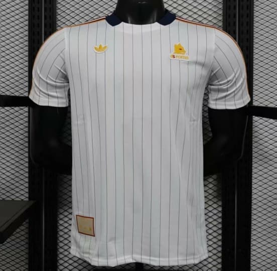 Player Version 25/26 AS Roma White Adidas Original Casual Jersey — Associazione Sportiva Roma