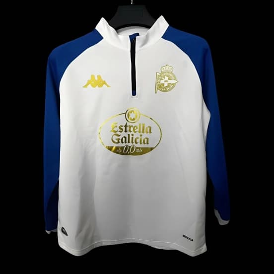 25/26 Deportivo La Coruna White with Blue Half Zipper Jacket — Real Club Deportivo de La Coruña